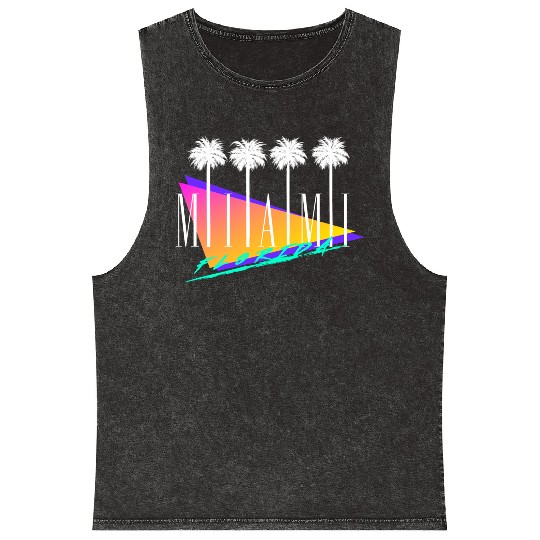 Miami Florida Retro Style Mineral Wash Tank Tops