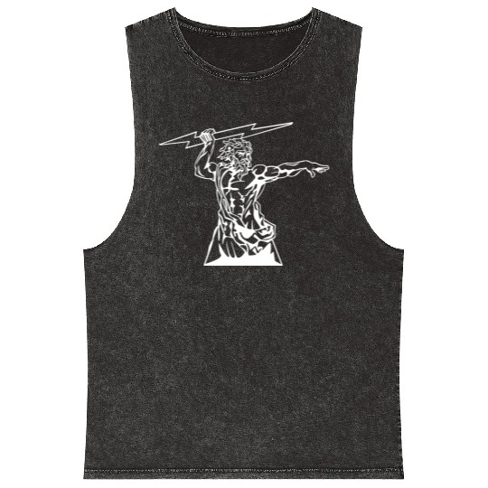 Greek mythology Zeus lightning bolt silhouette Mineral Wash Tank Tops