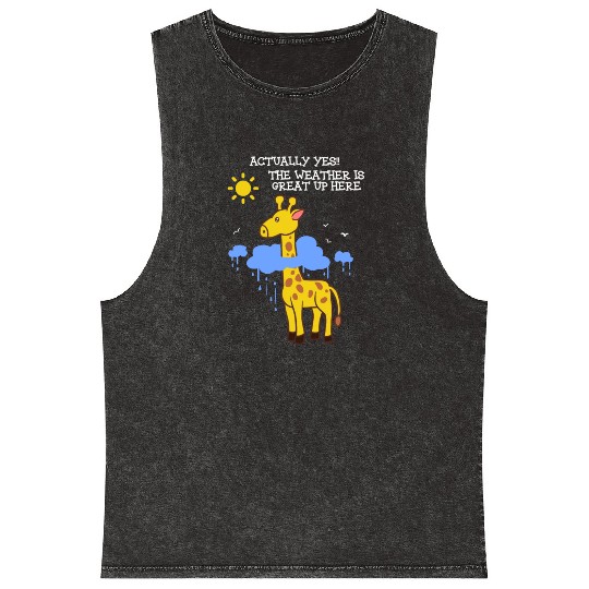 Storm Chaser Funny Cloud Giraffe Apparel Mineral Wash Tank Tops