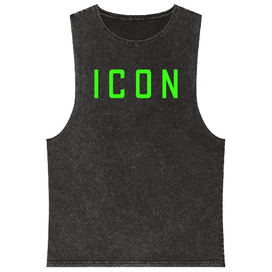 Neon Green Icon Mineral Wash Tank Tops