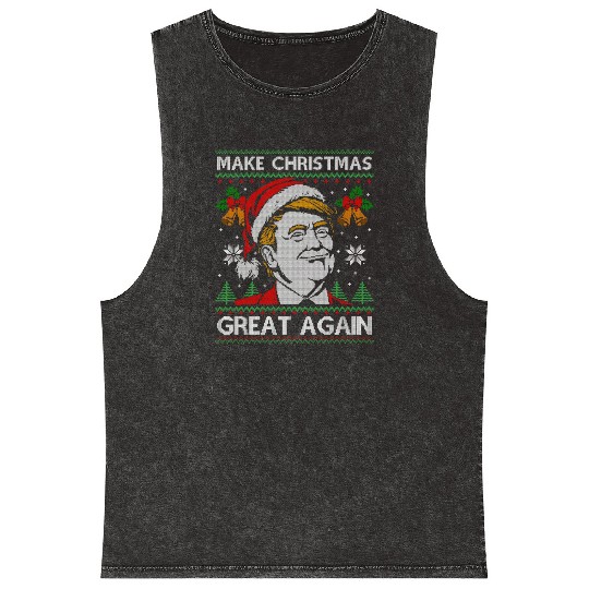 Make Christmas Great Again Funny Trump Ugly Xmas Mineral Wash Tank Tops
