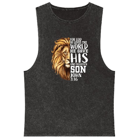 Christian Religious Gifts Men Him Lion Judah Verse Mineral Wash Tank Tops