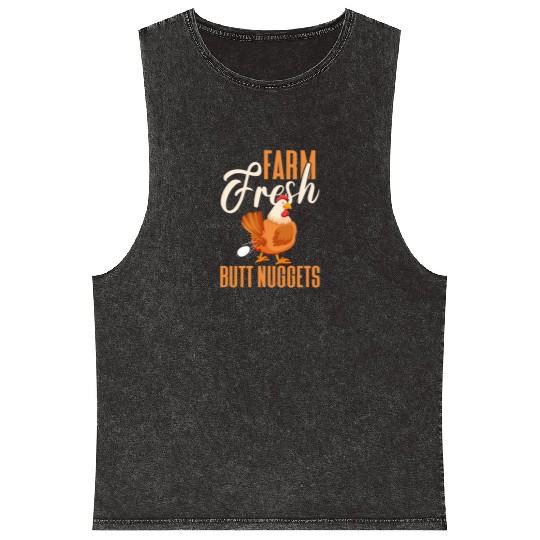 Farm Fresh Butt Nuggets, Chicken Mineral Wash Tank Tops