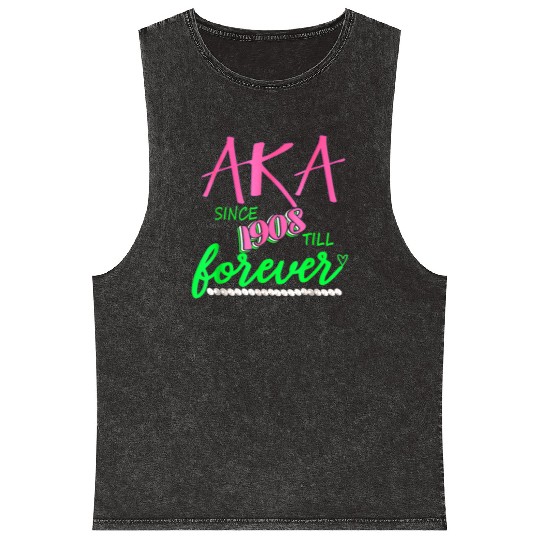 AKA Sorority Alpha Kappa Pink And Green Twenty Pea Mineral Wash Tank Tops