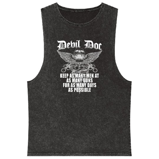 Devil Doc US Navy Corpsman Badass Army Veteran Mineral Wash Tank Tops