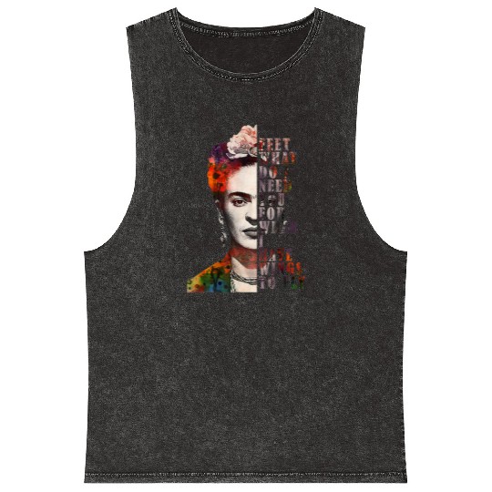 I Have Wing To Fly Frida Kahlo Women Empower 4666 Mineral Wash Tank Tops