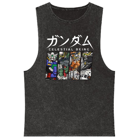 GUNDAM 00 Celestial Being Mineral Wash Tank Tops