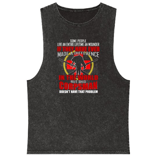 Devil US Navy Corpsman DOC Badass Army Veteran Mineral Wash Tank Tops
