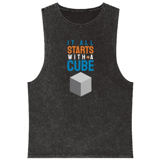 It all starts with a cube / 3d artist gift idea Mineral Wash Tank Tops