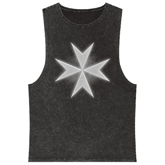 Knights Hospitaller Maltese Cross Design Mineral Wash Tank Tops