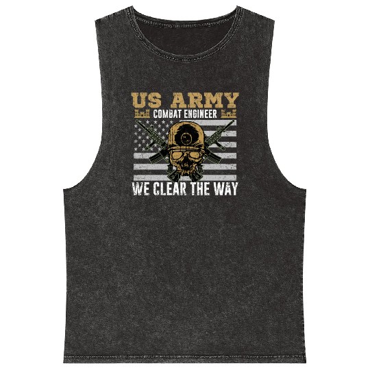 Vintage US Army Combat Engineer 12B Military Pride Mineral Wash Tank Tops