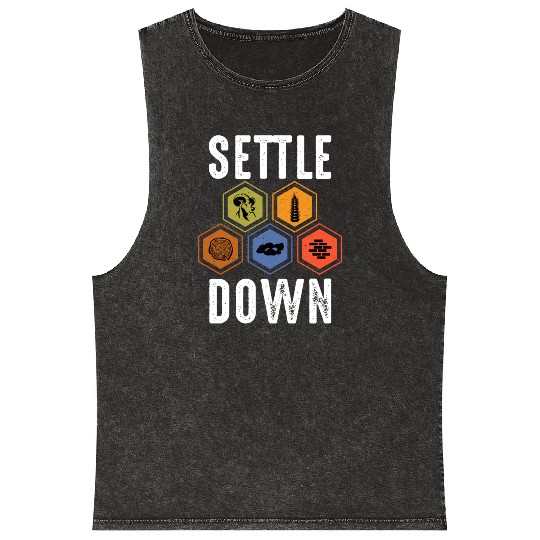 Settle Down Board Game Night Settle Trade Build Mineral Wash Tank Tops
