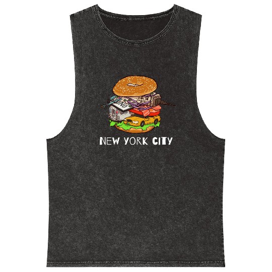 New York City Bagel with Everything NYC Mineral Wash Tank Tops