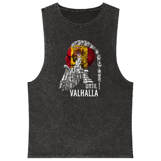 Until Valhalla Viking Skull Spain FLag Mineral Wash Tank Tops