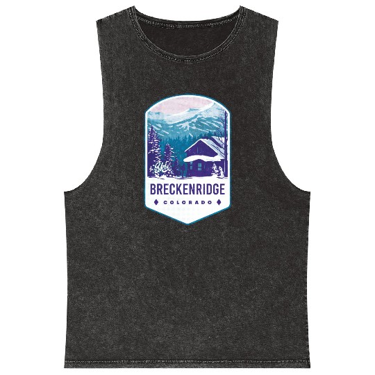 Breckenridge Colorado Ski Badge Mineral Wash Tank Tops