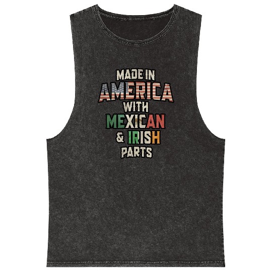 Mexican And Irish Made In America Mix Heritage Vin Mineral Wash Tank Tops