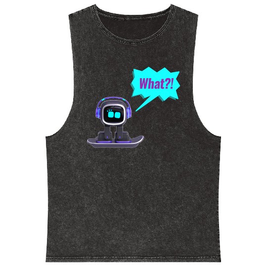 EMO Robot Sticker Mineral Wash Tank Tops