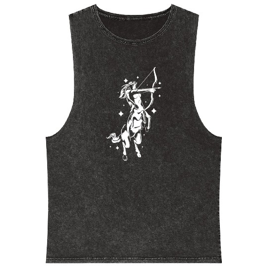 Centaur Girl Sagittarius Mom Daughter Mineral Wash Tank Tops