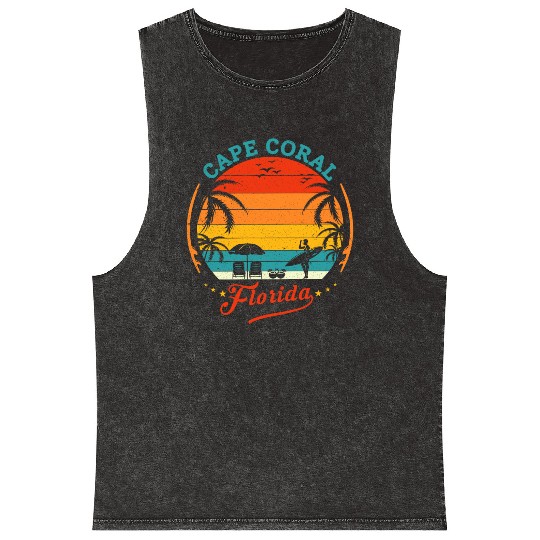 Cape Coral Est.1973 Vintage Florida summer Gift Mineral Wash Tank Tops