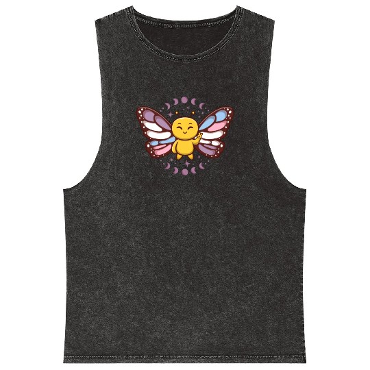 Intersex Monarch Butterfly Subtle Discreet Pride Mineral Wash Tank Tops