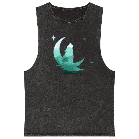 Howling Wolf Nature Lover Mineral Wash Tank Tops