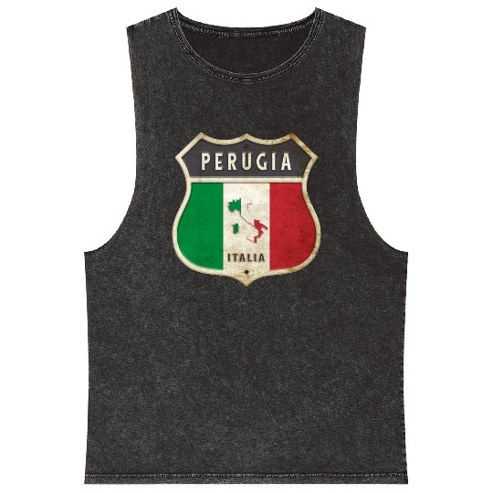 Perugia Italy coat of arms flags design Mineral Wash Tank Tops