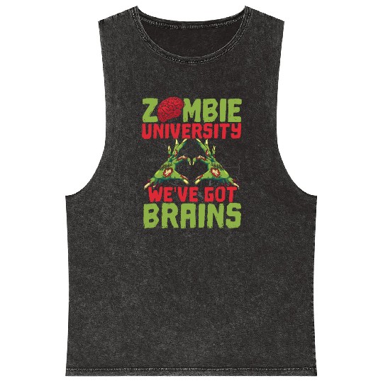Zombie University We've Got Brains Trick Or Treat Mineral Wash Tank Tops
