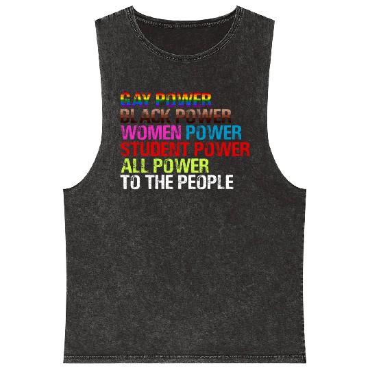 Gay Power Black Power Women Power LGBTQ Gay Pride Mineral Wash Tank Tops