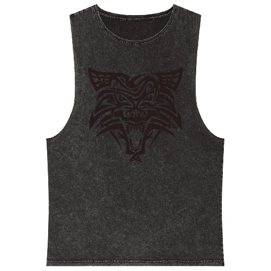 Shape wolf head cool tattoo animal vector image Mineral Wash Tank Tops