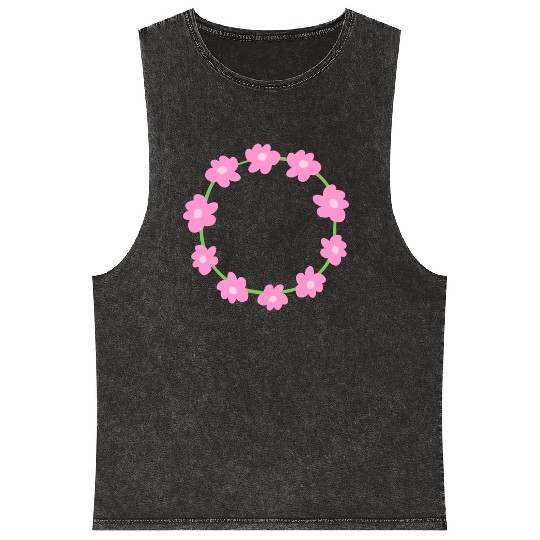 circle symbol shape flowers pink nature Mineral Wash Tank Tops