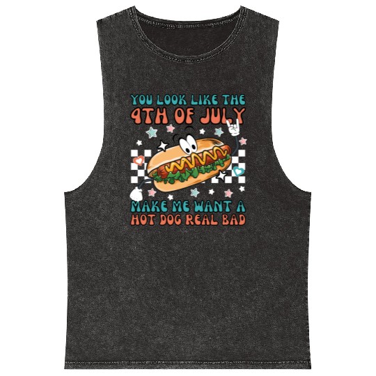 Makes Me Want A Hot Dog Real Bad, 4th July Mineral Wash Tank Tops