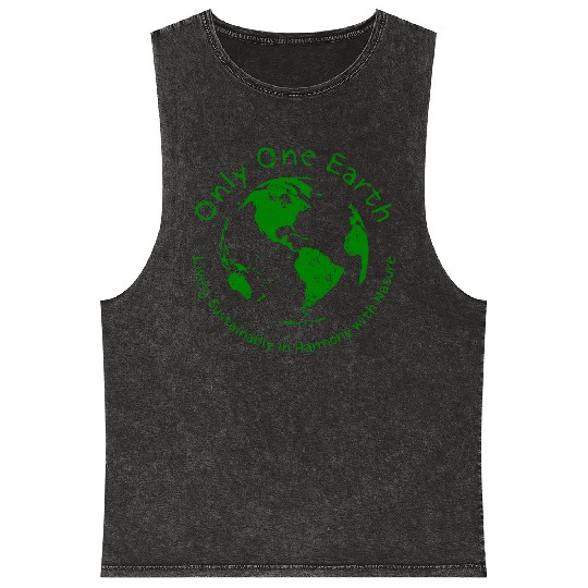 Only One Earth - dark green vintage design Mineral Wash Tank Tops