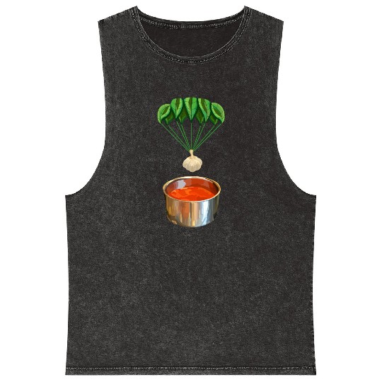 Italian Garlic Basil Tomato Sauce Mineral Wash Tank Tops