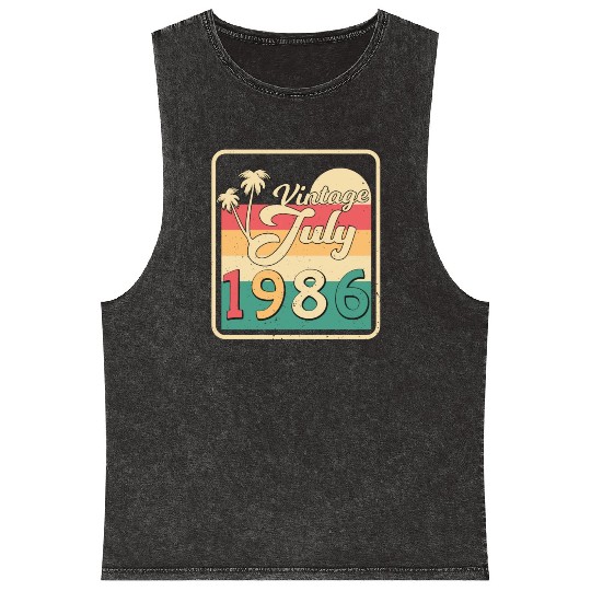 Birthday Greeting For July 1986 Mineral Wash Tank Tops