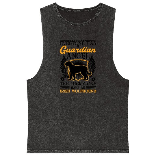 Irish Wolfhound Guardian Angel Mineral Wash Tank Tops