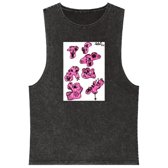pink zombies Mineral Wash Tank Tops