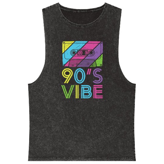 90's Vibe Retro Cassette Tape Music Mineral Wash Tank Tops