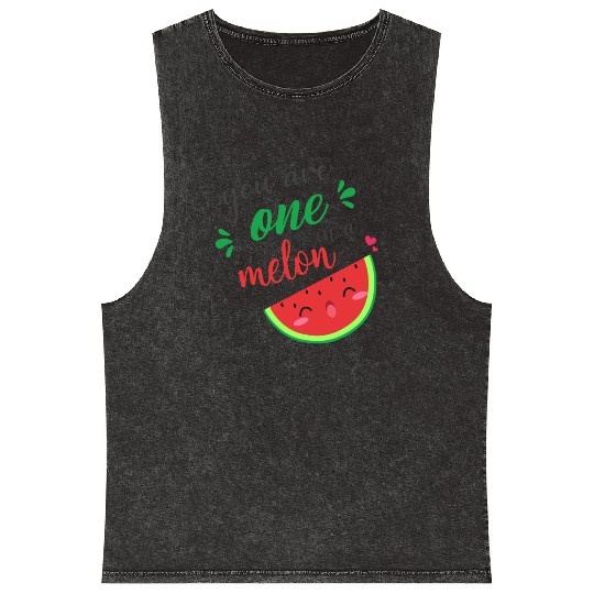 you are one in a melon- cute watermelon Mineral Wash Tank Tops