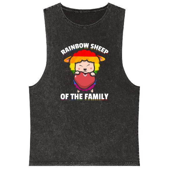 Rainbow Sheep Family Lesbian Gay Pride Mineral Wash Tank Tops