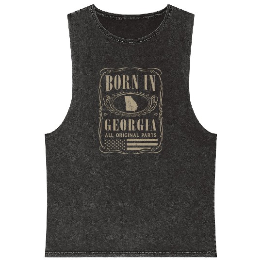 Vintage America US States Born Georgia Mineral Wash Tank Tops