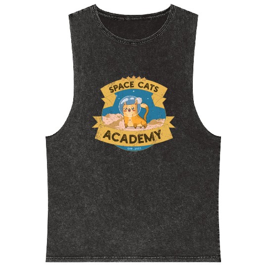Space Cats Academy Mineral Wash Tank Tops