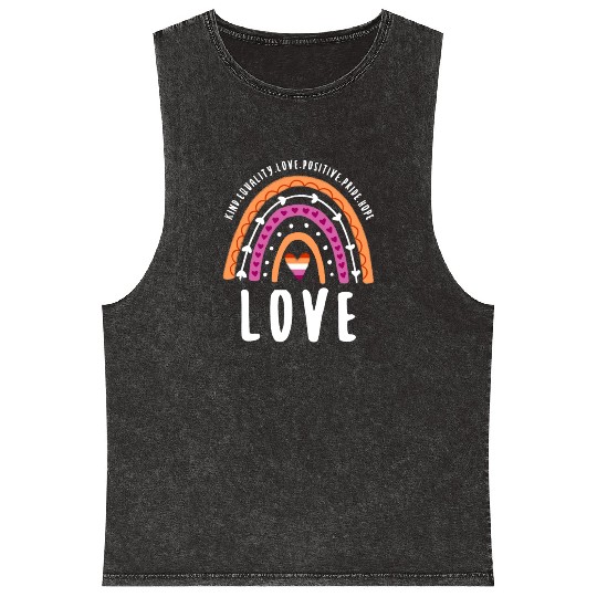 Love Lesbian Pride Rainbow Mineral Wash Tank Tops