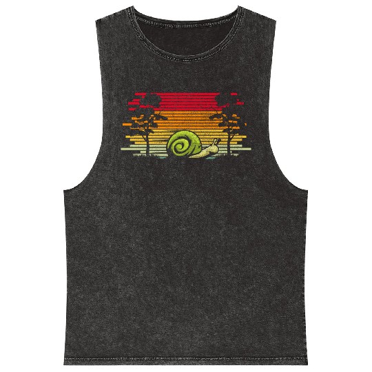 Retro Snail Nature Biology Snail Lover Mineral Wash Tank Tops