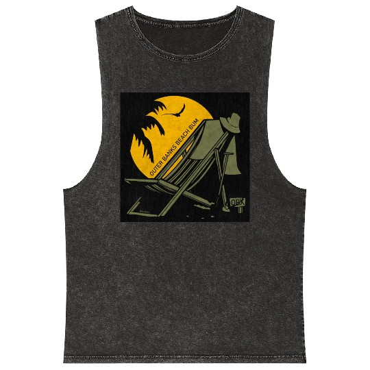 OBX Beach B OBX Army Green Black Vintage Mineral Wash Tank Tops