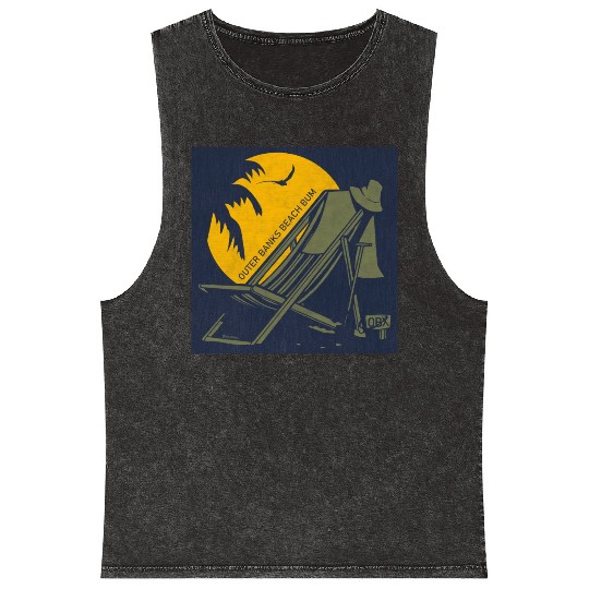 OBX Beach B OBX Army Green Navy Vintage Mineral Wash Tank Tops