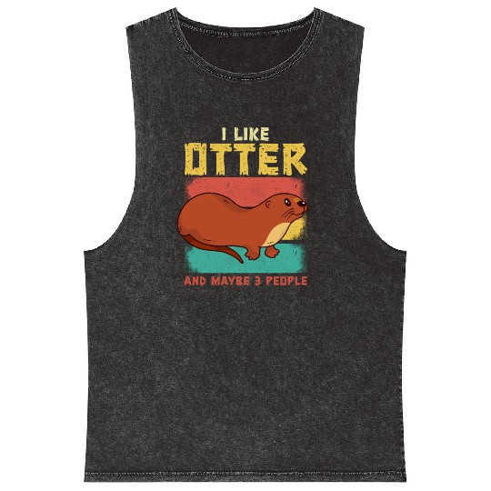 Funny Otter Cute Animal Sea Otters Fun Lovers Mineral Wash Tank Tops