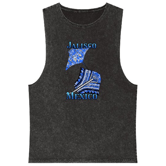 Jalisco Vacation Tribal Stingrays Mineral Wash Tank Tops