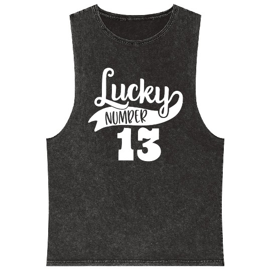 Lucky Number 13 Birthday Party Design Mineral Wash Tank Tops