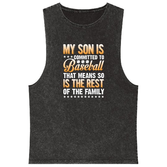 My Son Is Committed To Baseball Mineral Wash Tank Tops