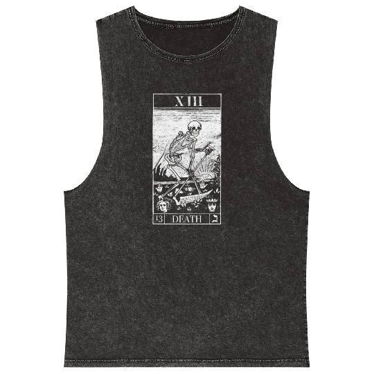 Blackcraft The Grim Reaper Vintage Death Tarot Car Mineral Wash Tank Tops